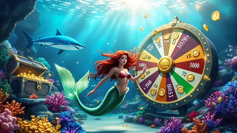Tampilan permainan tembak ikan dengan meriam dan target bergerak